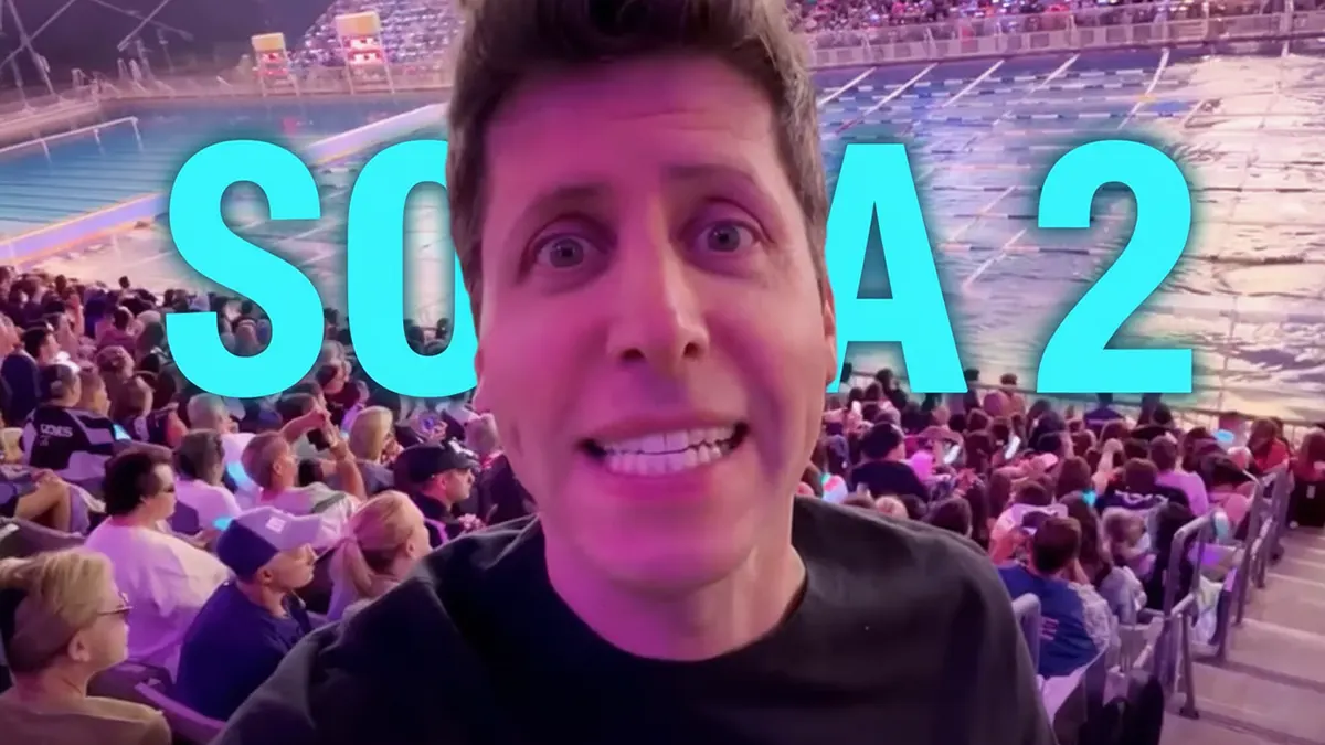 Sam Altman bei einem Schwimmwettbewerb mit Sora 2